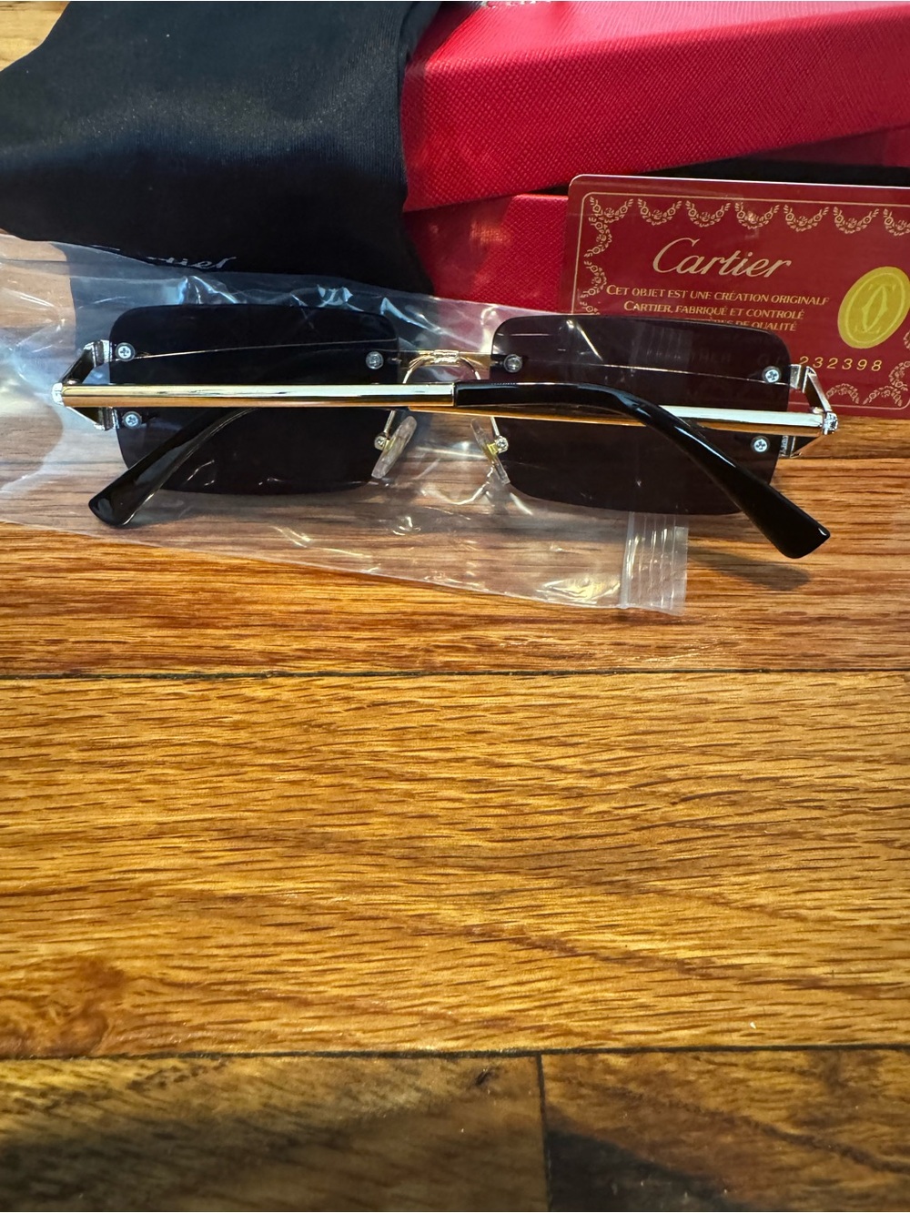 Cartier Rimless Sunglasses - Dark and Tinted Lenses with Gold Hardware - Picture 7 of 7